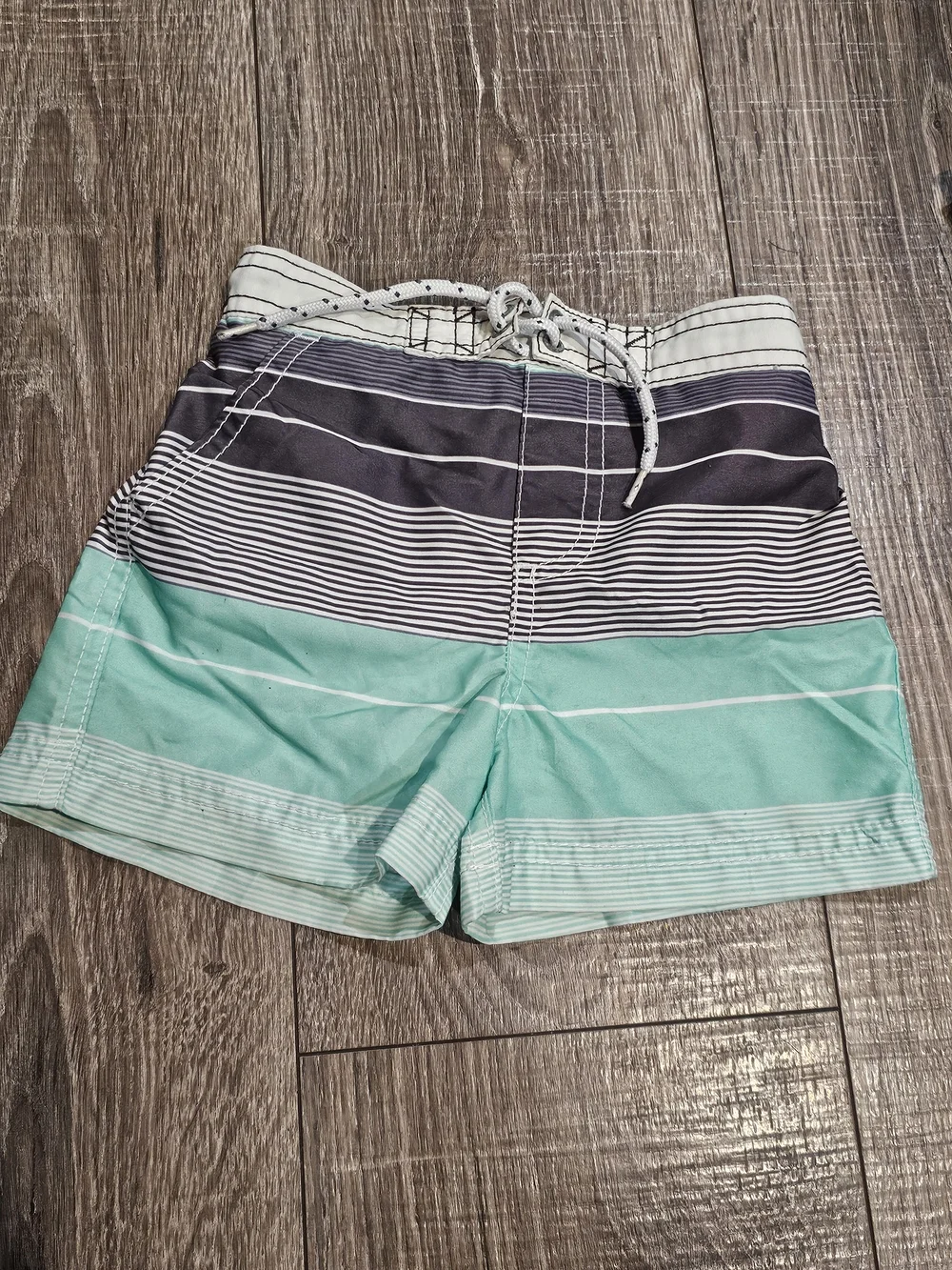 Baby Swim Trunks Size 18 M Blue Shark & Snack Swim Trunks with Navy Waistband